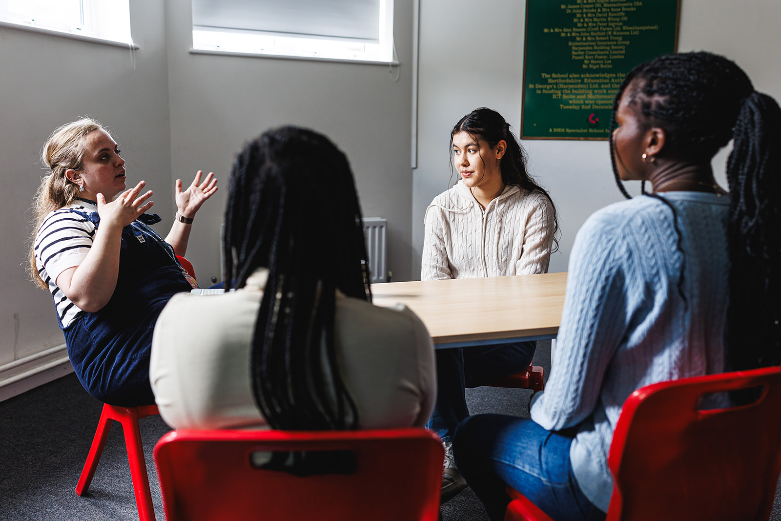 Young people in a discussion group on a Sunday morning